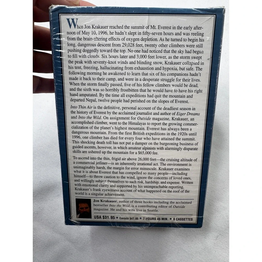 Into Thin Air Jon Krakauer Unabridged Audio Book 6 Cassettes BDD Audio 1998 NEW - Picture 4 of 7